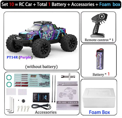 JIUSI PT14R / MT14R 1/14 RC Car 4WD 80KM/H Brushless 2.4G Remote Control Off-Road Drift Truck High Speed Racing Car Toy For Kids