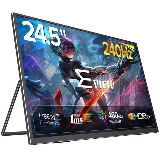 24.5" 240Hz Portable Monitor 100% sRGB FreeSync HDR Laptop with Type-C HDMI Eye Care External Second Screen for PS4 PS5 Switch