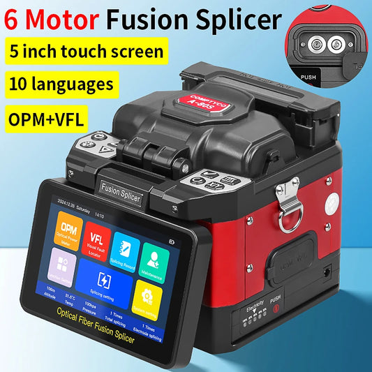 COMPTYCO A-80S Optical Fiber Fusion Splicer SM MM Multilingual Touch Screen Fiber Optic Core Welding Machine Built in OPM VFL
