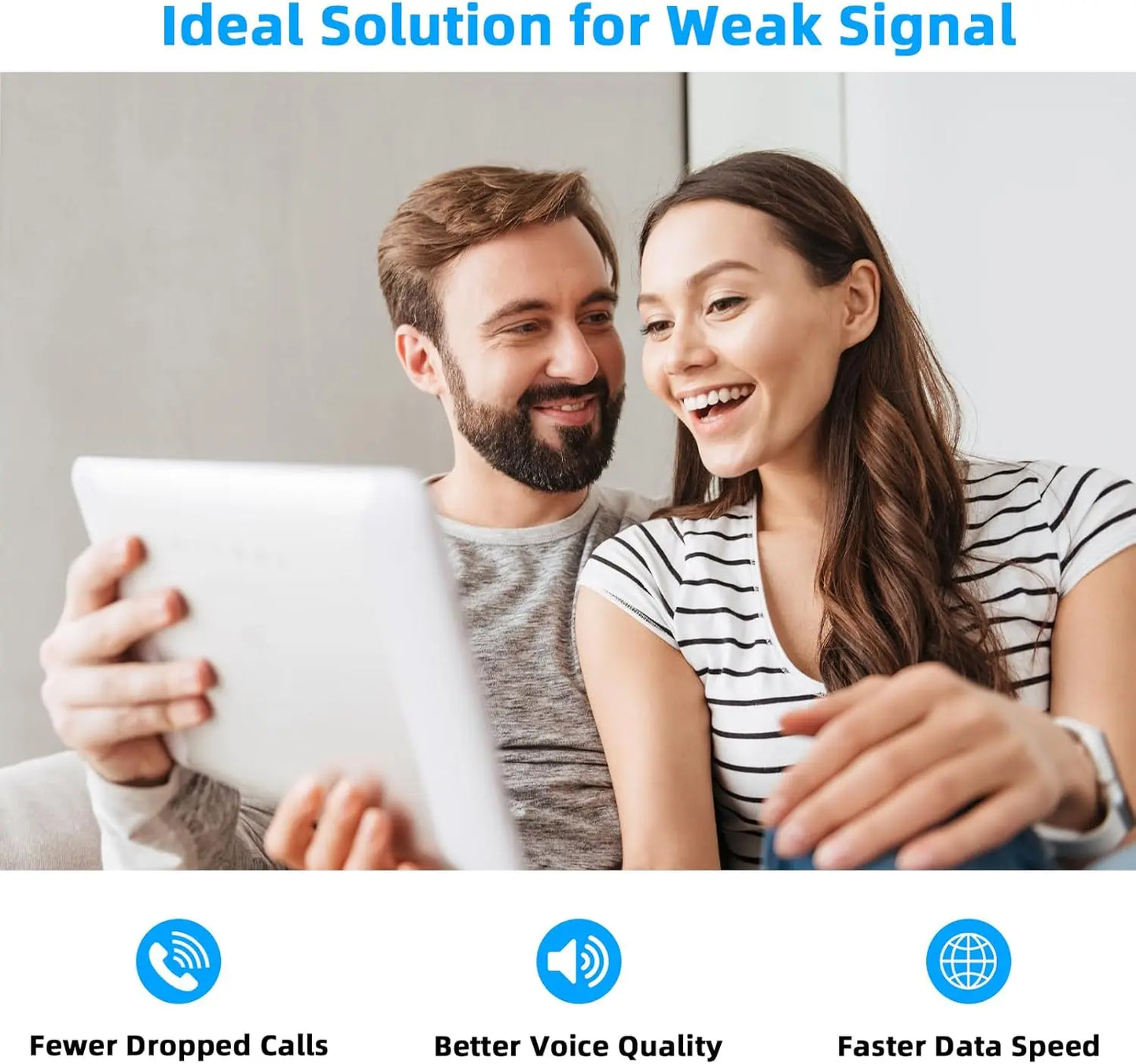 Cell Phone Booster for Home, Up to 6000 Sq.Ft,Cell Phone Signal Booster with 2 Indoor Antennas for Band 66/2/4/5/12/17/13/25