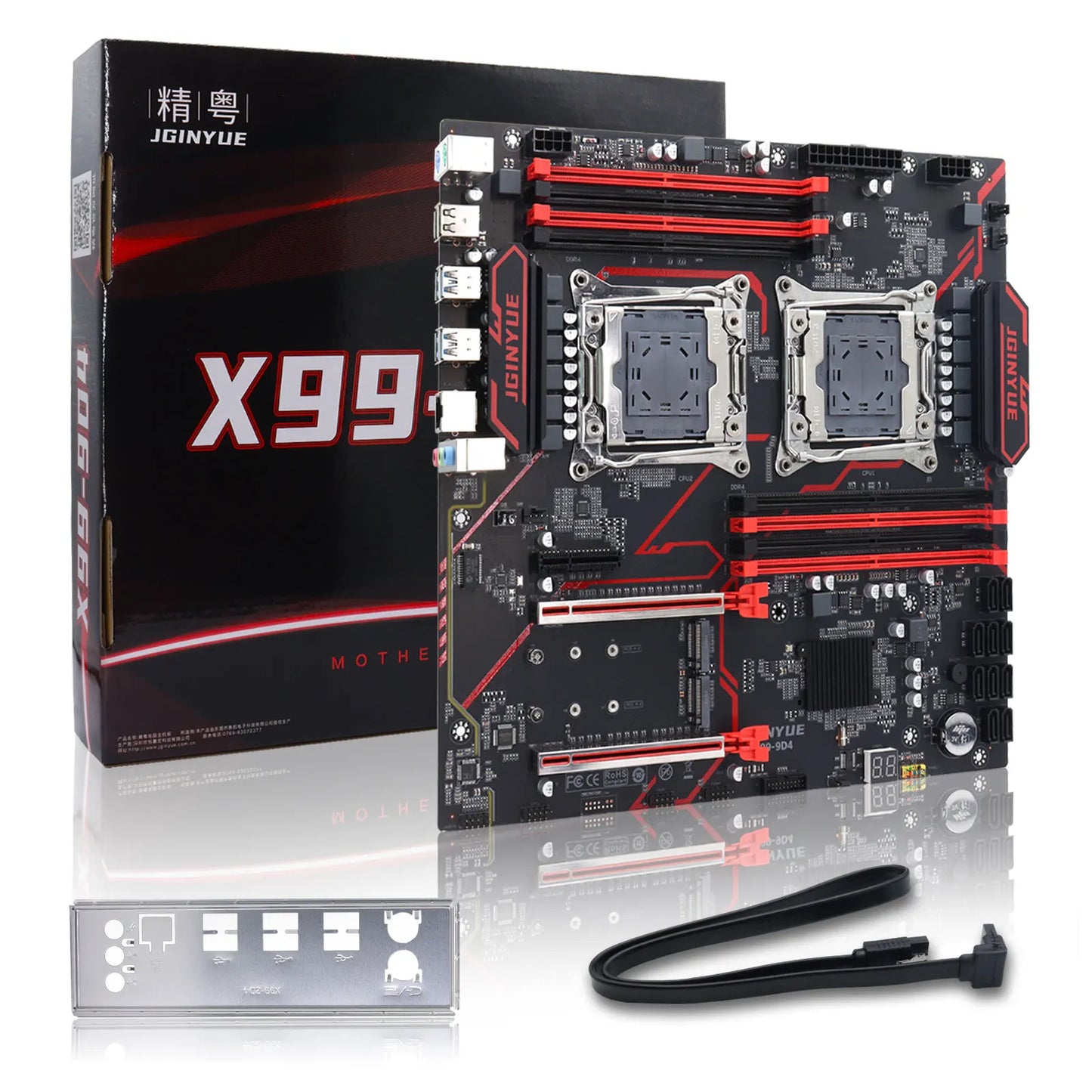 JGINYUE X99 dual CPU motherboard LGA 2011-3 supports Xeon E5 V3 V4 CPU DDR4 memory eight channels Dual  X99-9D4
