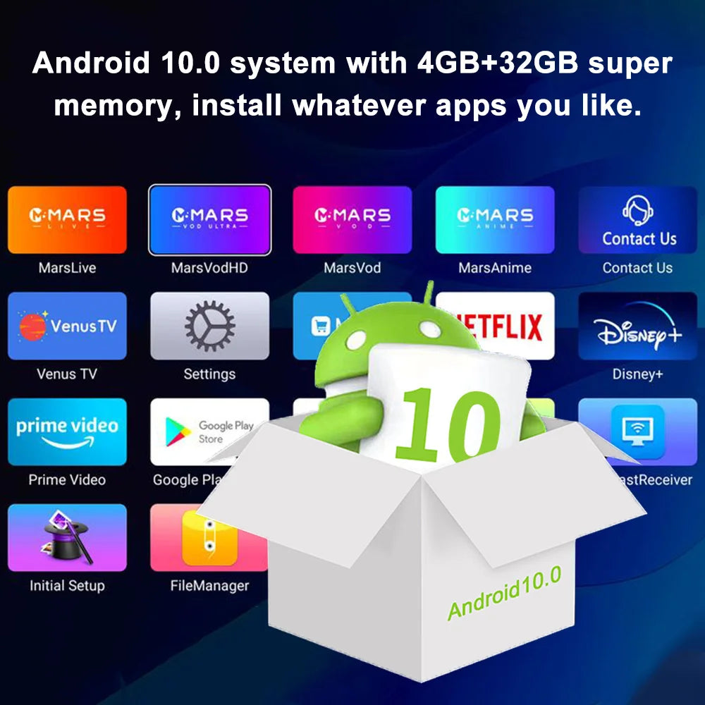 We2uSat K3 Pro 6K HDR Android 10.0 4GB+32GB TV Box Quad Core 64bit Build in WiFi-6 2.4GHz/5GHz BT 5.0 H.264/ H.265 10bit for US