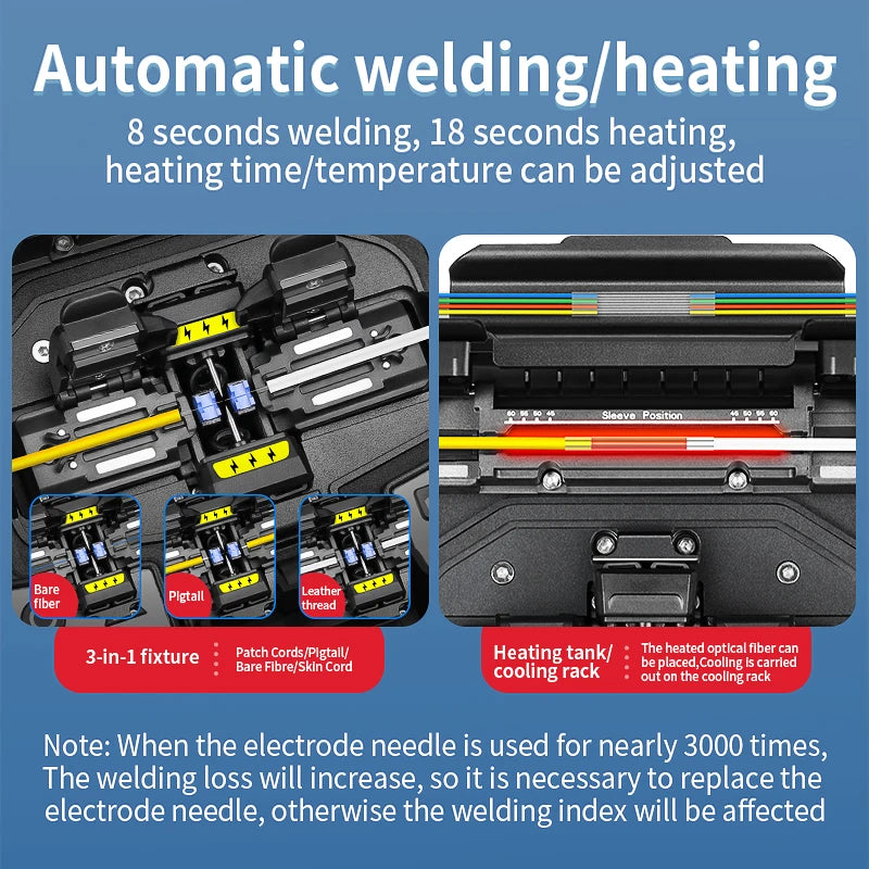 COMPTYCO A-80S Optical Fiber Fusion Splicer SM MM Multilingual Touch Screen Fiber Optic Core Welding Machine Built in OPM VFL