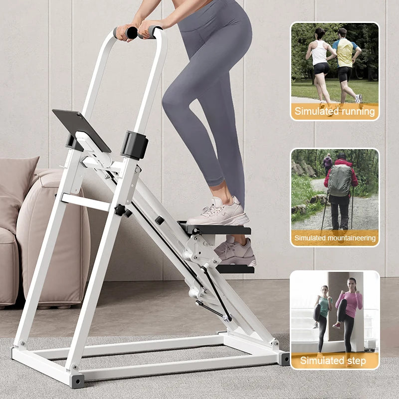 New vertical climbing machine - Easy to assemble, folding exercise machine combining aerobic and strength training (white)