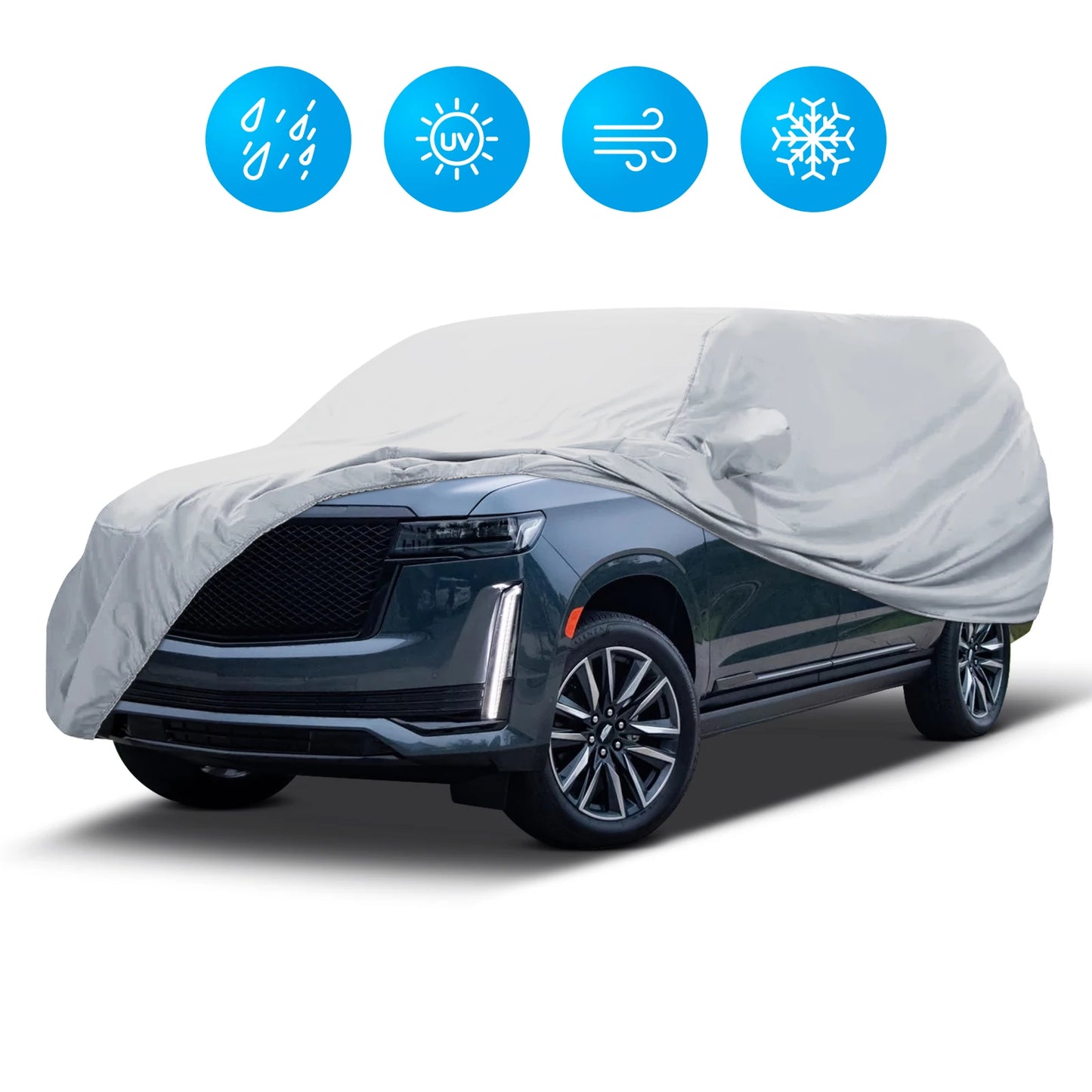 Universal SUV/Sedan Full Car Covers Outdoor Waterproof Sun Rain Snow Dust Resistant Protection UV Car silver Auto Case Cover