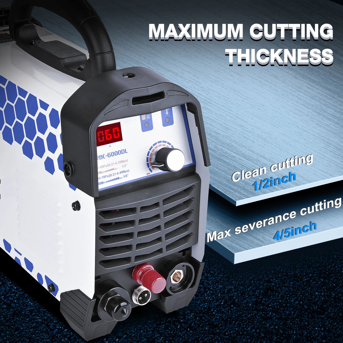 Reboot Plasma Cutter 60 Amp Pilot Arc Cutting Machine Non-Touch 1/2 inch (12mm) Clean Cut 3/4 inch (19mm) Severance Cut 110/220V