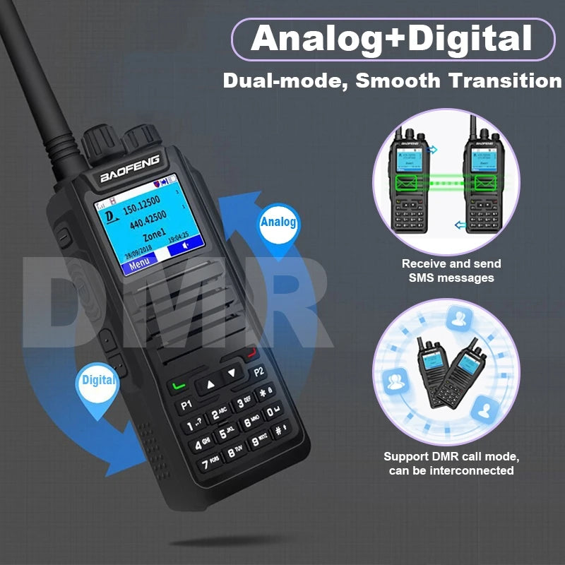 Baofeng DM-1701DMR Walkie Talkie Open GD77 Dual Mode Analog/Digital Two Way Radio Tier1+2 Dual Time Slot Ham Dual Band FM Radio