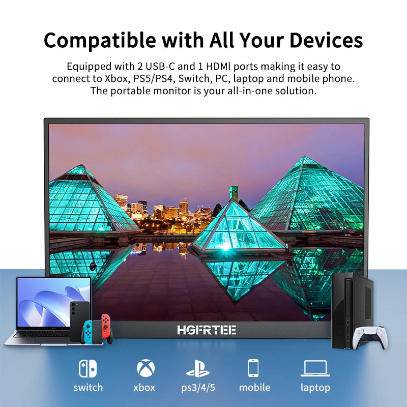 14.1 Inch Portable Monitor 1080P IPS 100%SRGB Gaming Portable Screen with Stand for Laptop PS5/4 Switch Xbox Raspberry Pi