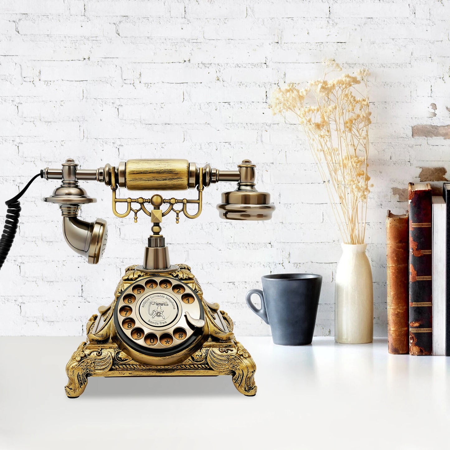 Retro Rotary Landline Phone,Vintage Turntable Telephone,Antique European Style Telephone,Old Fashioned Dial Phone