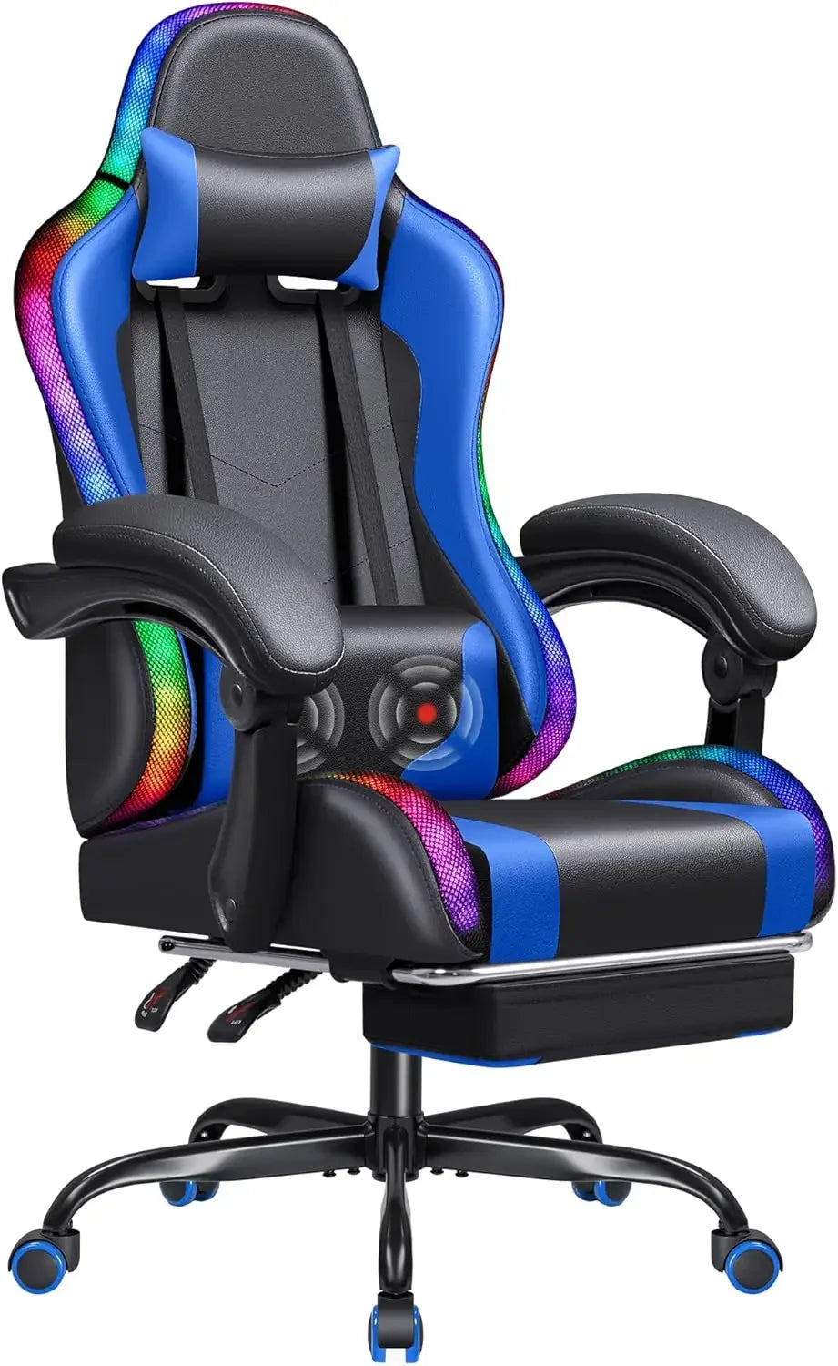 Gaming Chair, Video Game Chair with Footrest and Massage Lumbar Support, Ergonomic Computer Chair Height Adjustable