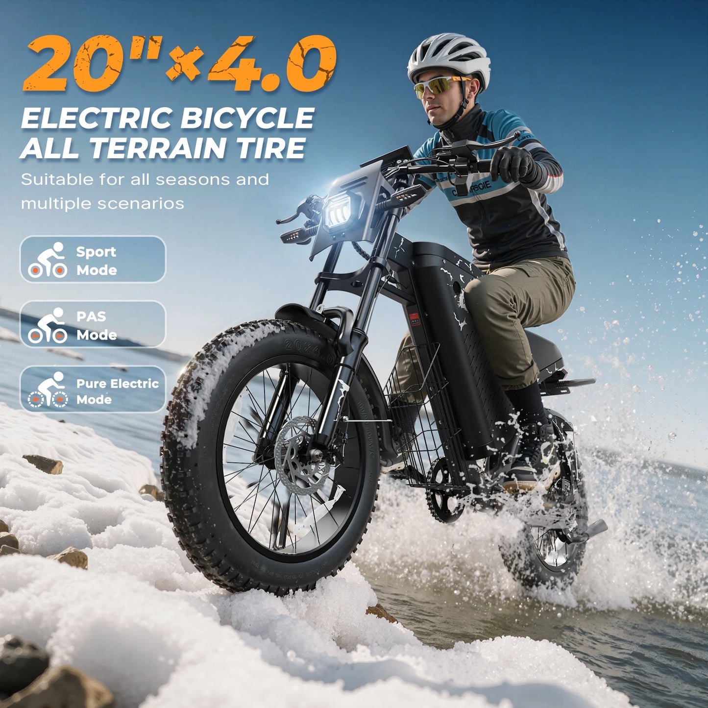 Varun X-Plorer Rapto Adult Electric Bike, 1000W Peak Power, 48V 20.8Ah, 20"x4 Fat Tire, 28MPH, E-bike UL 2849, 1 Year Warranty