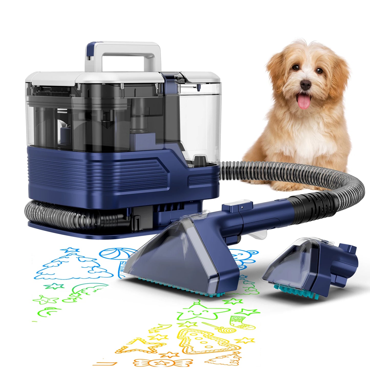 Honki 530W Carpet Cleaner Machine 20KPa Strong Suction Handheld Multifunctional Cleaner for Pet Hair Upholstery Sofa Mat Bed Self-cleaning Energy-saving Portable Wet and Dry Deep Cleaning Appliances