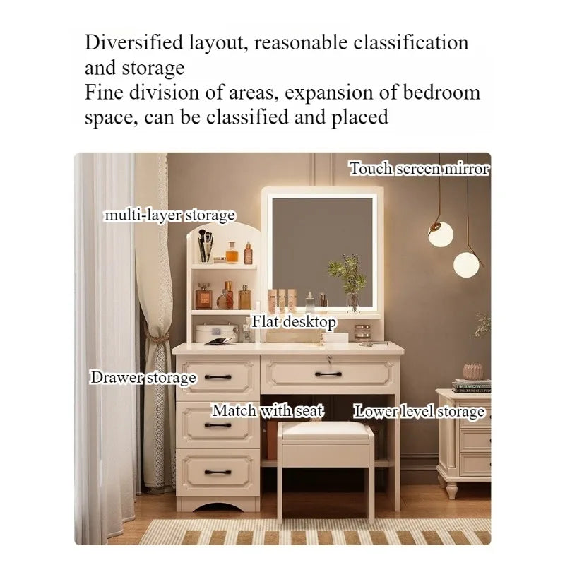 dressing table Small apartment with mirror storage storage makeup integrated table Modern simple European masterbedroomdressing