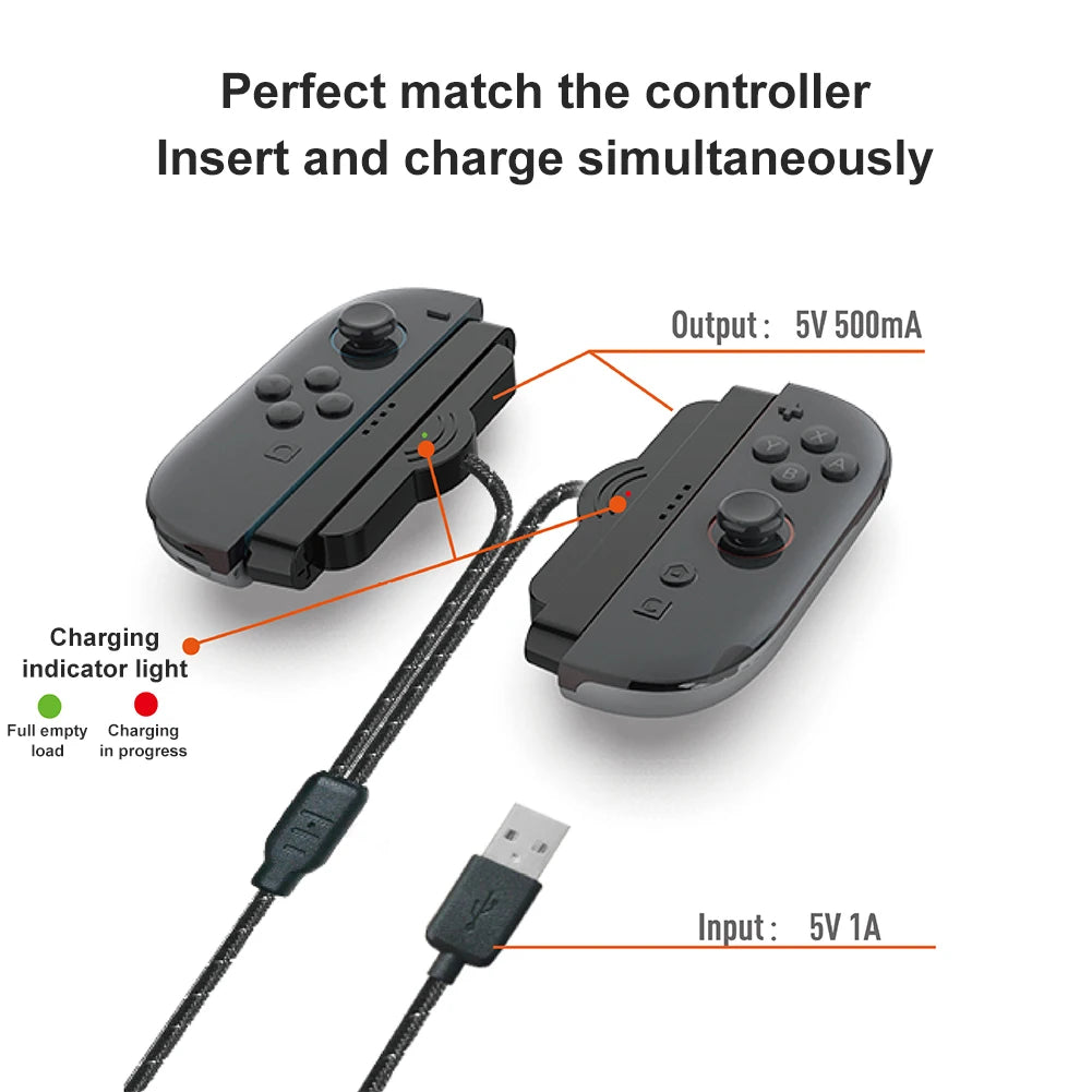 New For Switch 2 Left and Right Joystick 2-in-1 Charging Cable Dual Charging for Switch 2 Joy-Con Controllers Gaming Accessories