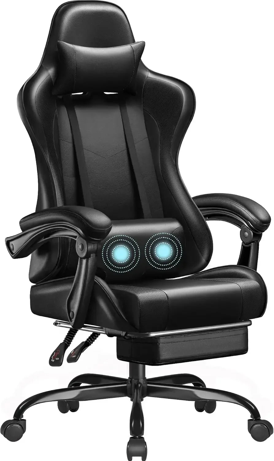Gaming Chair, Video Game Chair with Footrest and Massage Lumbar Support, Ergonomic Computer Chair Height Adjustable