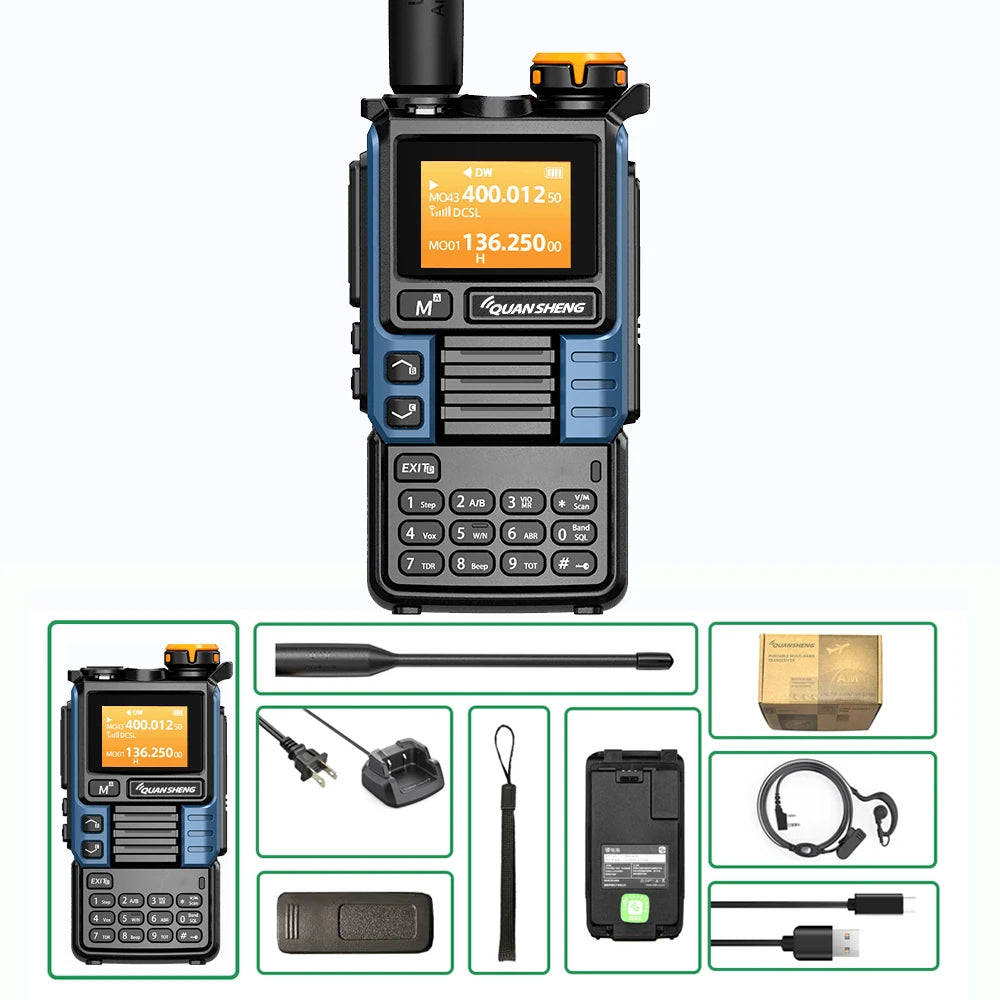 UVK5(99) AM/FM/DTMF Walkie-Talkie 200CH 20-1000MHZ Walkie-Talkie NOAA Weather Forecast with Flash Copy Frequency Tpye-C LCD Disp