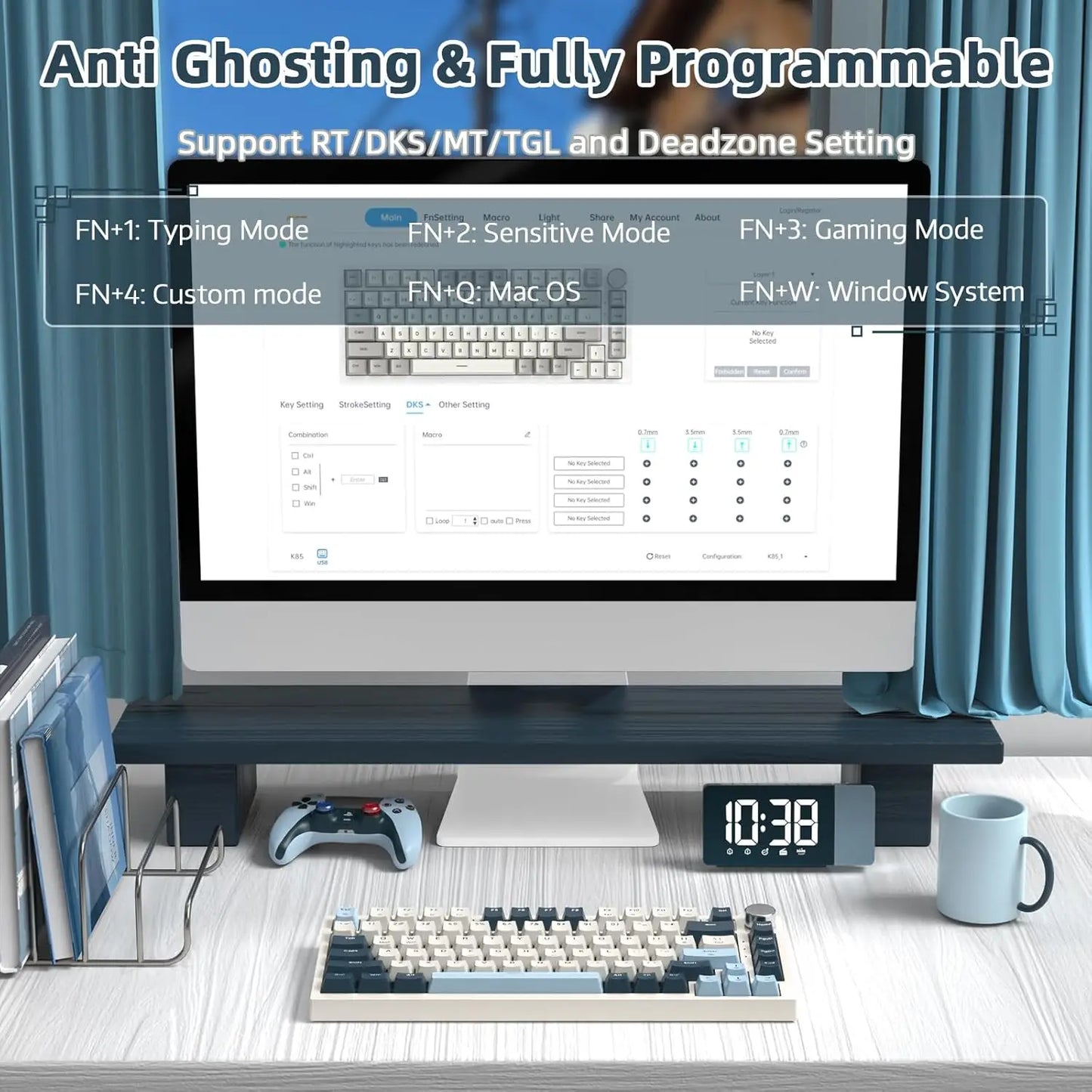 ATTACK SHARK K85 Rapid Trigger Mechanical Keyboard, Magnetic Switch, Adjustable Actuation, Apex Pro TKL Wired Esports Gaming Key