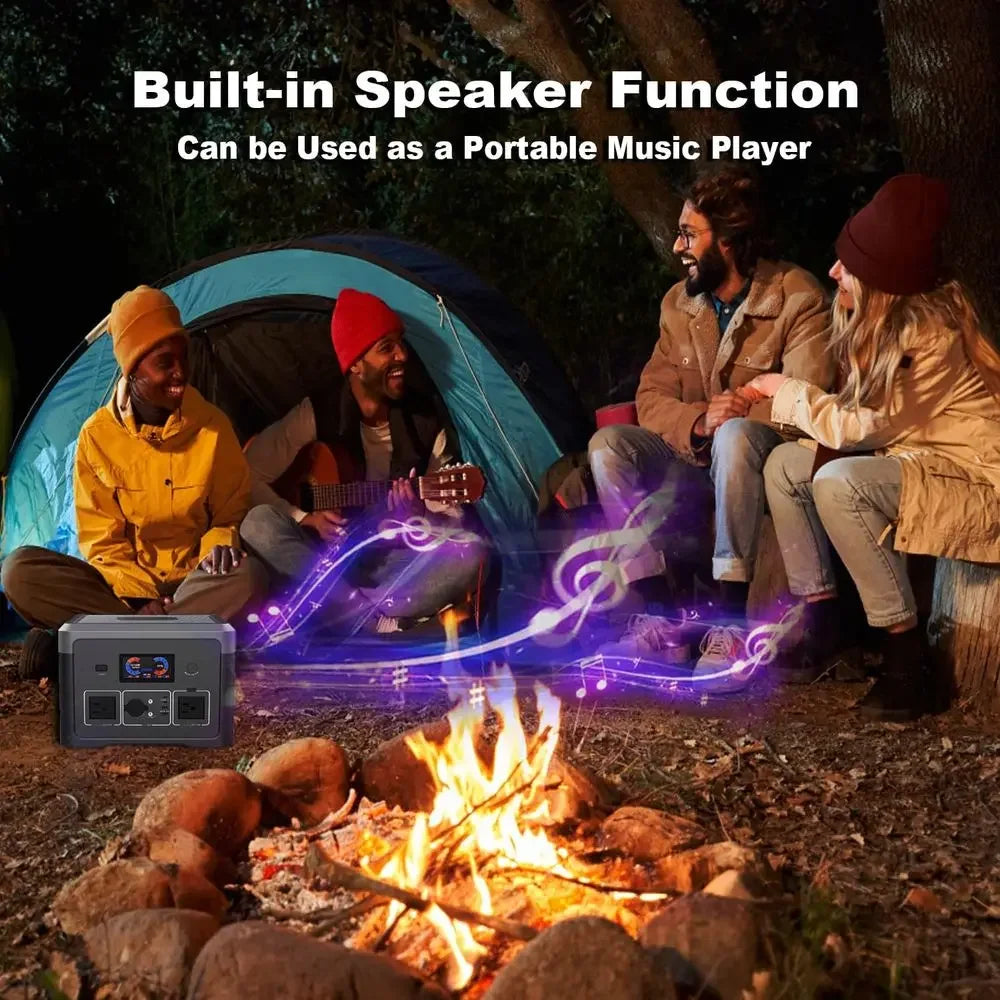 Compact 384Wh Battery Backup Power Station with 600W Output and 10 Outlets for Emergency, Outdoor, and Home Use