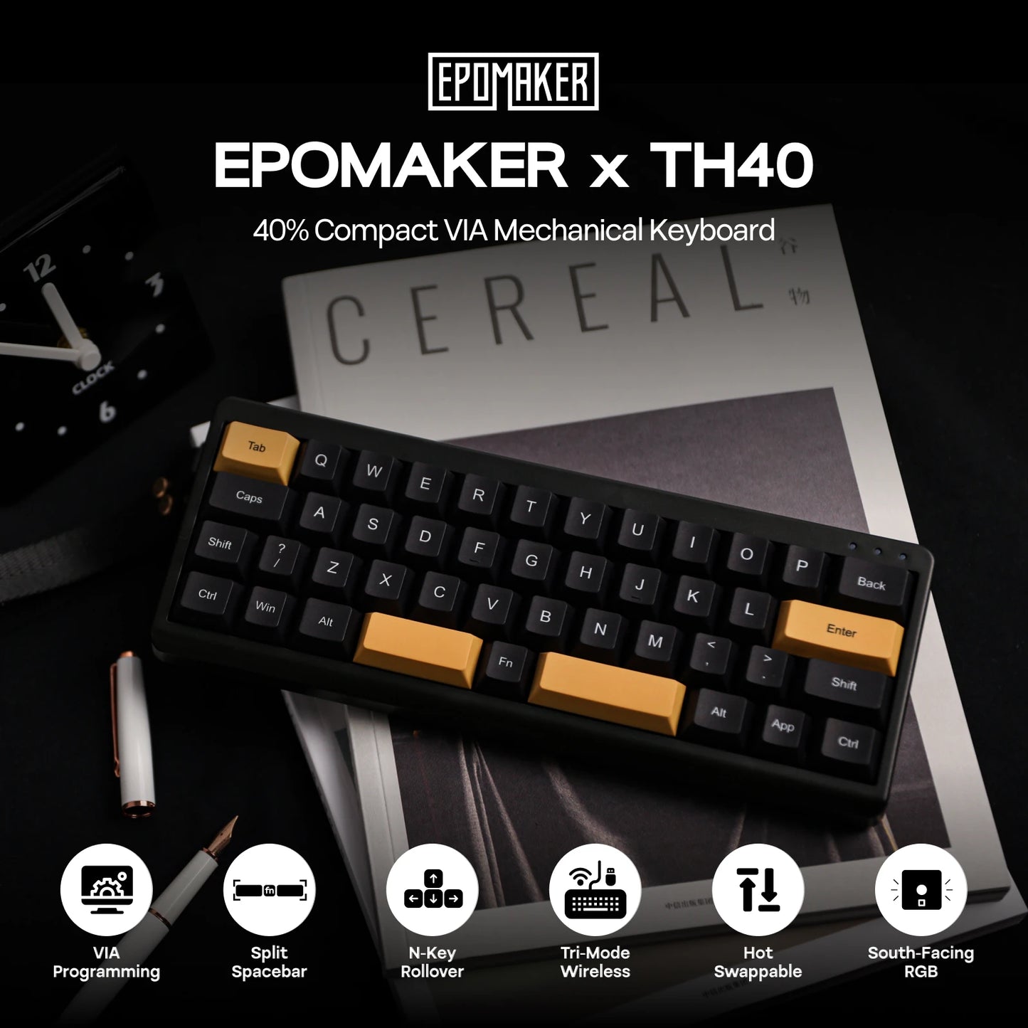 EPOMAKER TH40 40% Compact Hot-Swap Gasket-Mounted Wired/Bluetooth/2.4GHz Wireless QMK/VIA Mechanical Keyboard Split Spacebar