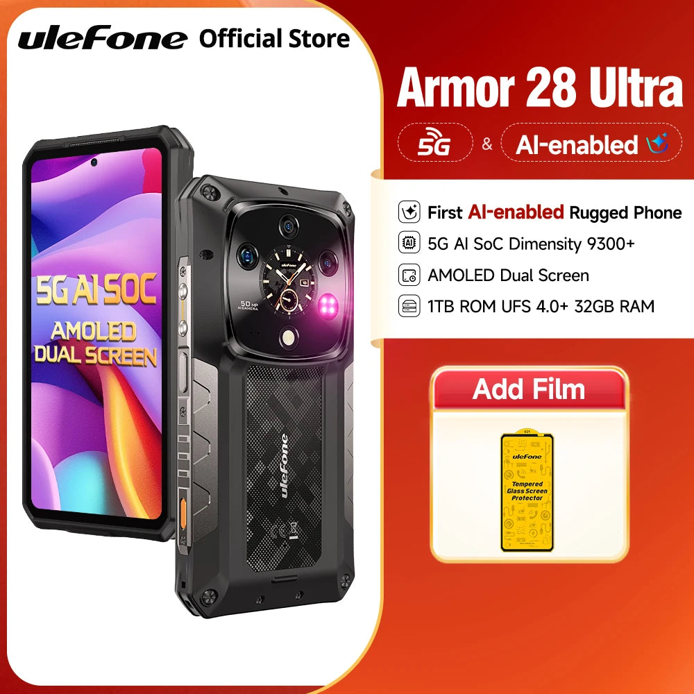 【Ships from US 】Ulefone Armor 28 Ultra 5G AI Rugged Phone 1TB ROM+32GB RAM Android Smartphone AMOLED 6.67" 10600mAh Mobile phone