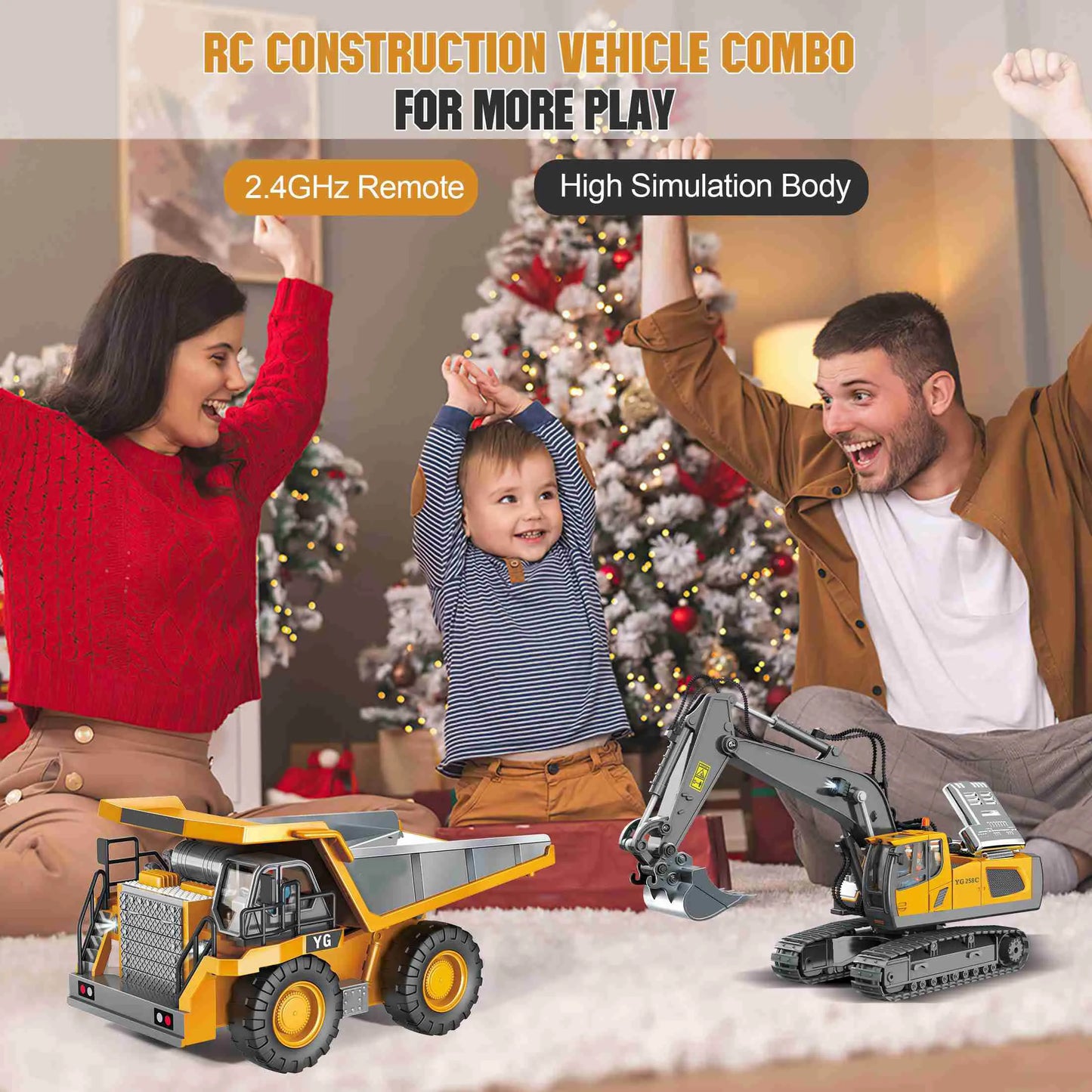 9 Channel Dump Truck  Yellow Double Battery Remote Control Dump Truck with Light Sound for Present RC Dump Truck with Light