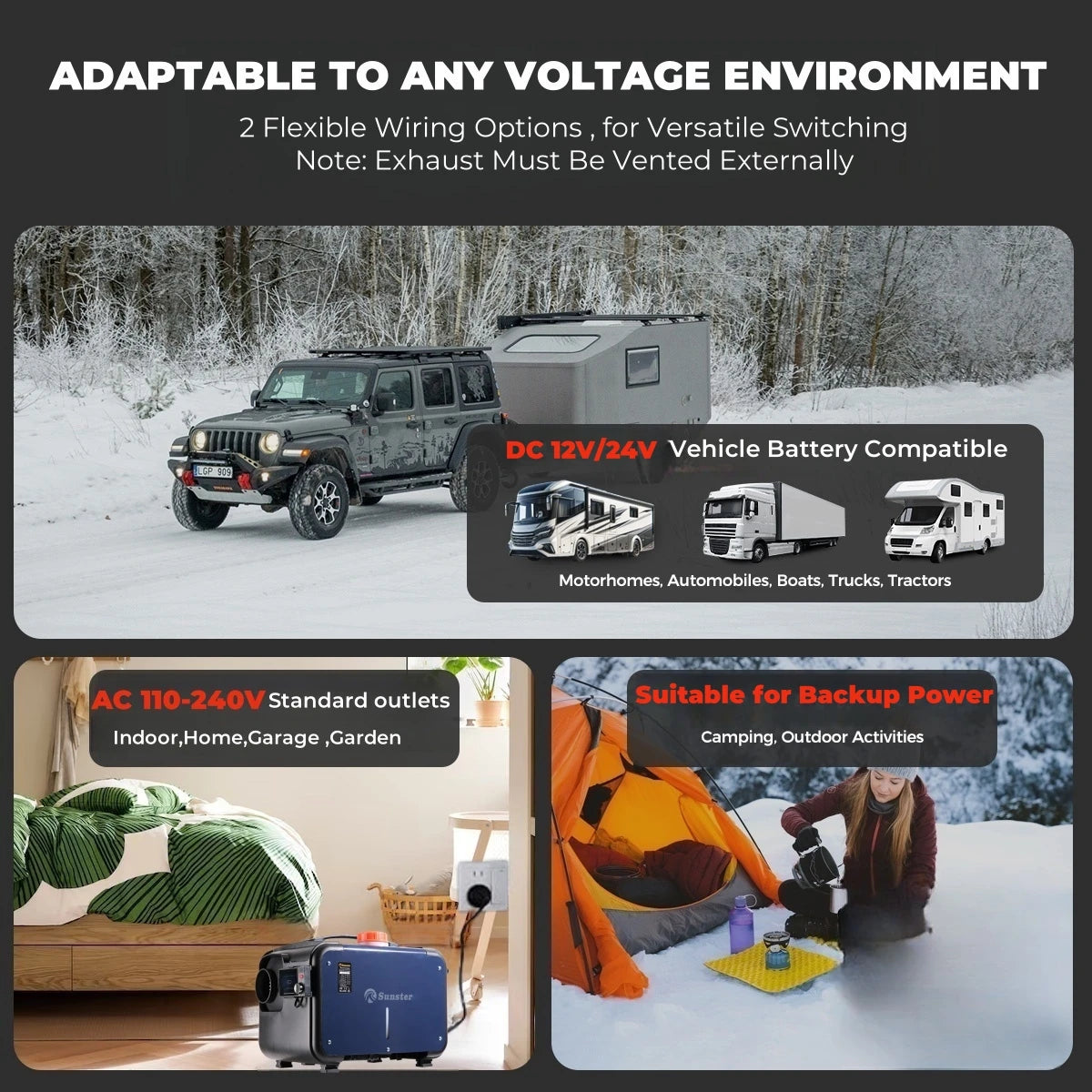 8KW 12V/24V/220V Ultra Silent Portable Diesel Air Heater w/Bluetooth App Automatic Altitude Car Heater for RV car campervan Home