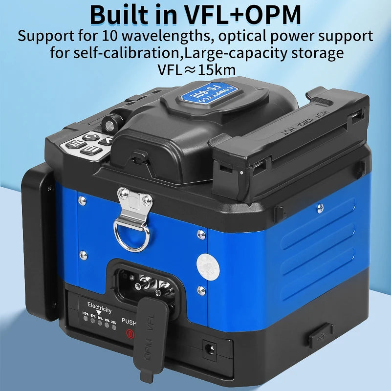 COMPTYCO FS-60E Optical Fiber Fusion Splicer SM MM 10 Languages Touch Screen Fiber Optic Core Welding Machine Built in VFL OPM