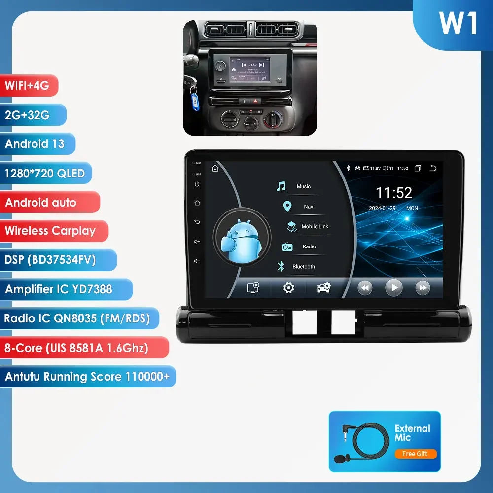 Hizpo Car Electronics Intelligent Systems For Citroen C3 C4 Aircorss (Brazil) 2017 - 2023 Auto Radio Carplay Android Auto GPS 4G