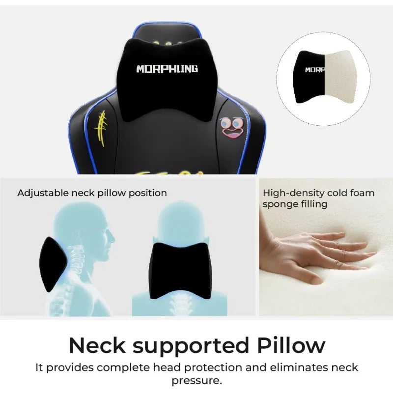 Morphling Gaming Chair Dynamic Lumbar Support and Thicken Seat, Height Adjustable Game Chair with 360°-Swivel Seat