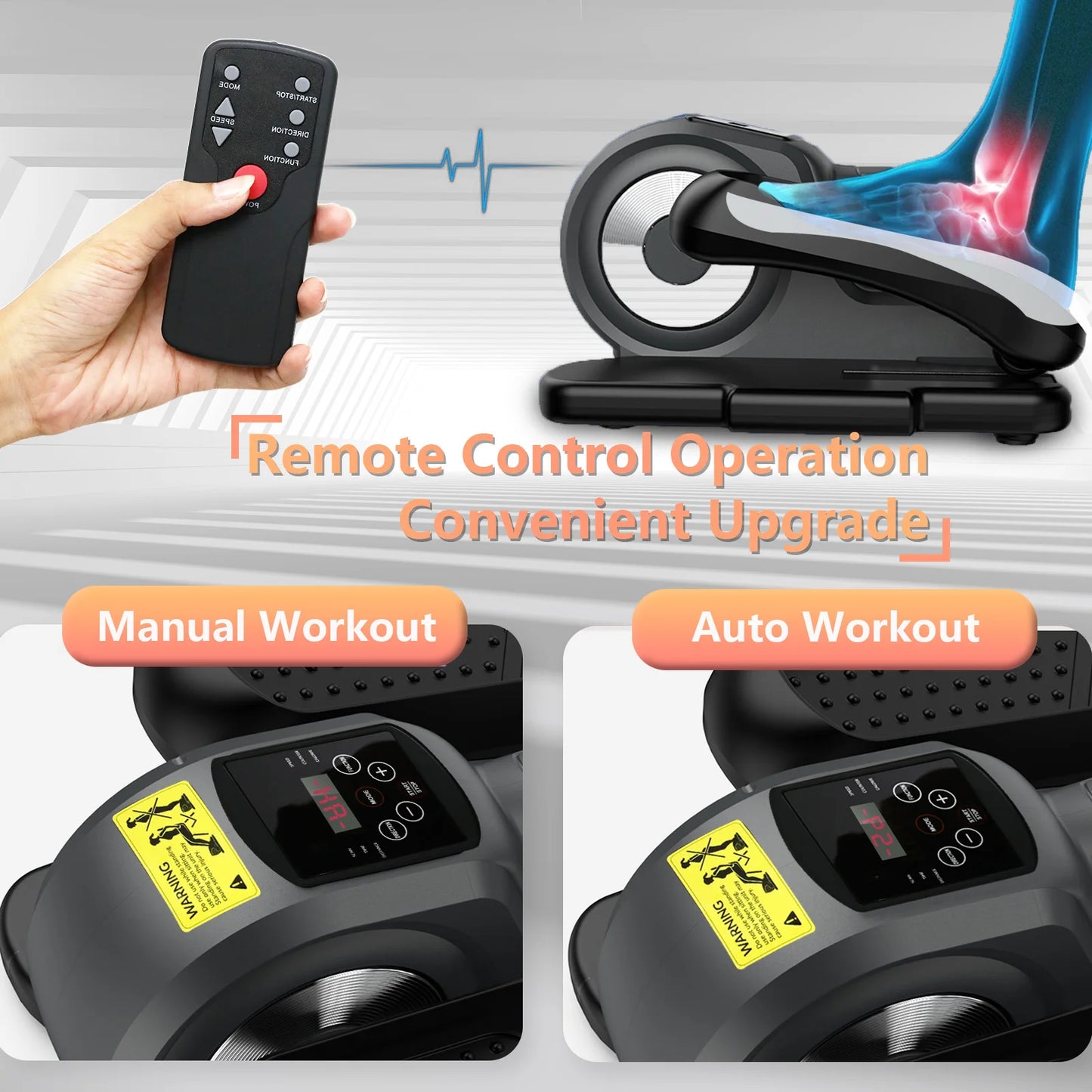 Smart Under Desk Electric Elliptical Leg Exercise Equipment Mini Seated Pedal Exerciser Remote Control LCD Monitor for Seniors
