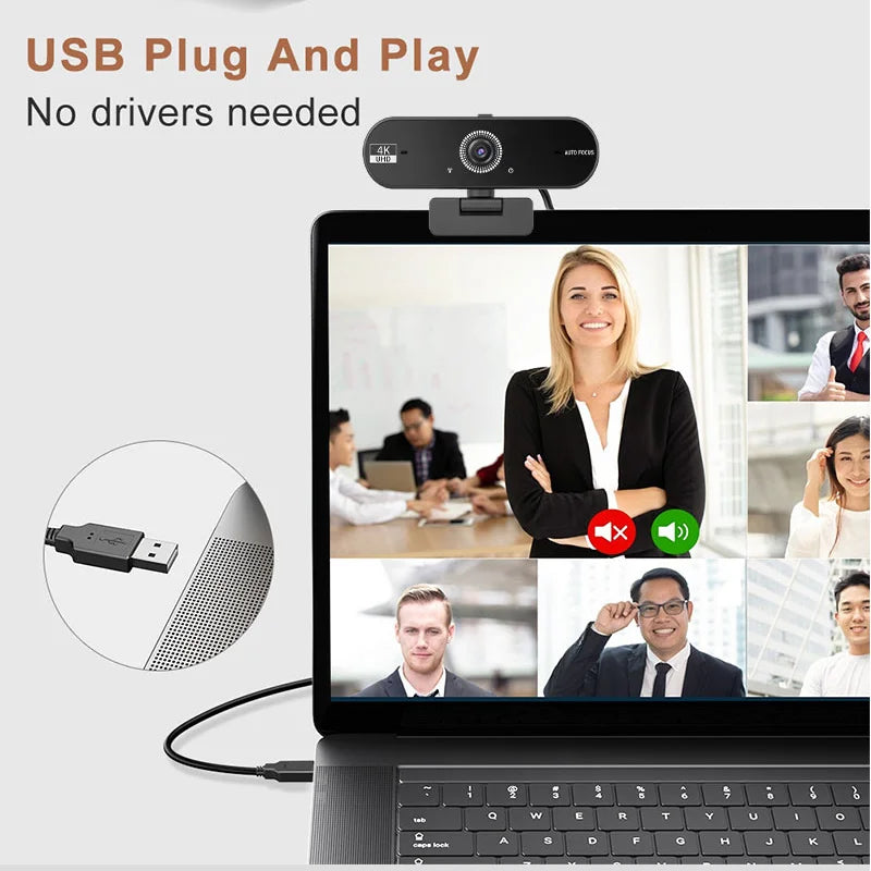 4K USB Webcam PC Computer Mini Small Camera Live Streaming Web Camera UHD Windows Photographic Cam Recorder Laptop Desktop
