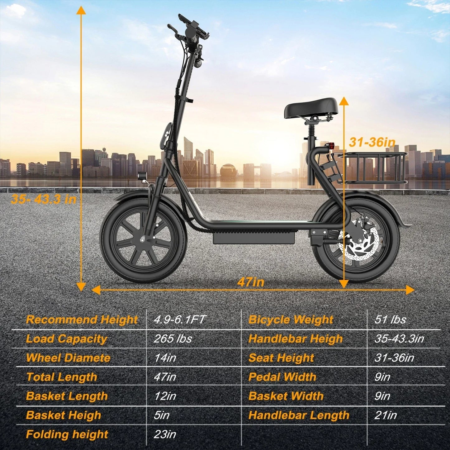 AOVOPRO ESBS 500W 14inch Electric Bicycle 10.4AH Battery 28Miles Max Range 22MPH Max Speed Shock Absorption Foldable Adult Ebike