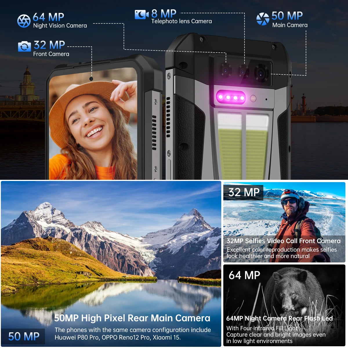 8849 Tank 4 Unihertz Rugged Smartphone With Projector 720P 100 Lumen 6.78'' AMOLED 512G 11600mAh Android14 Dimensity 7300 120Hz