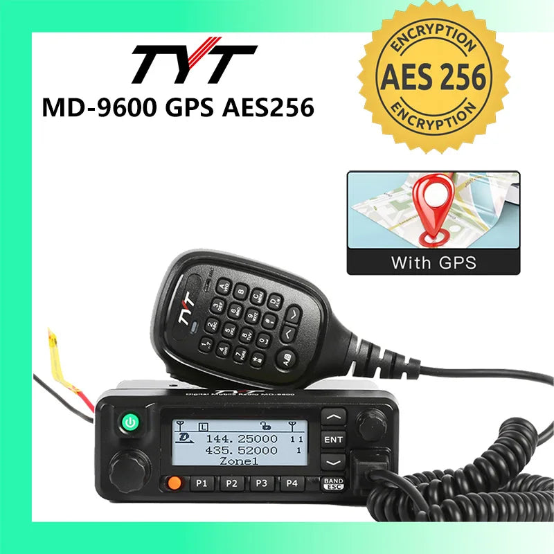 TYT MD-9600 GPS AES256 DMR Digital/Analog Dual Band Mobile Radio 50/45/25W DMR Mobile Transceiver DMR Mobile Walkie Talkie