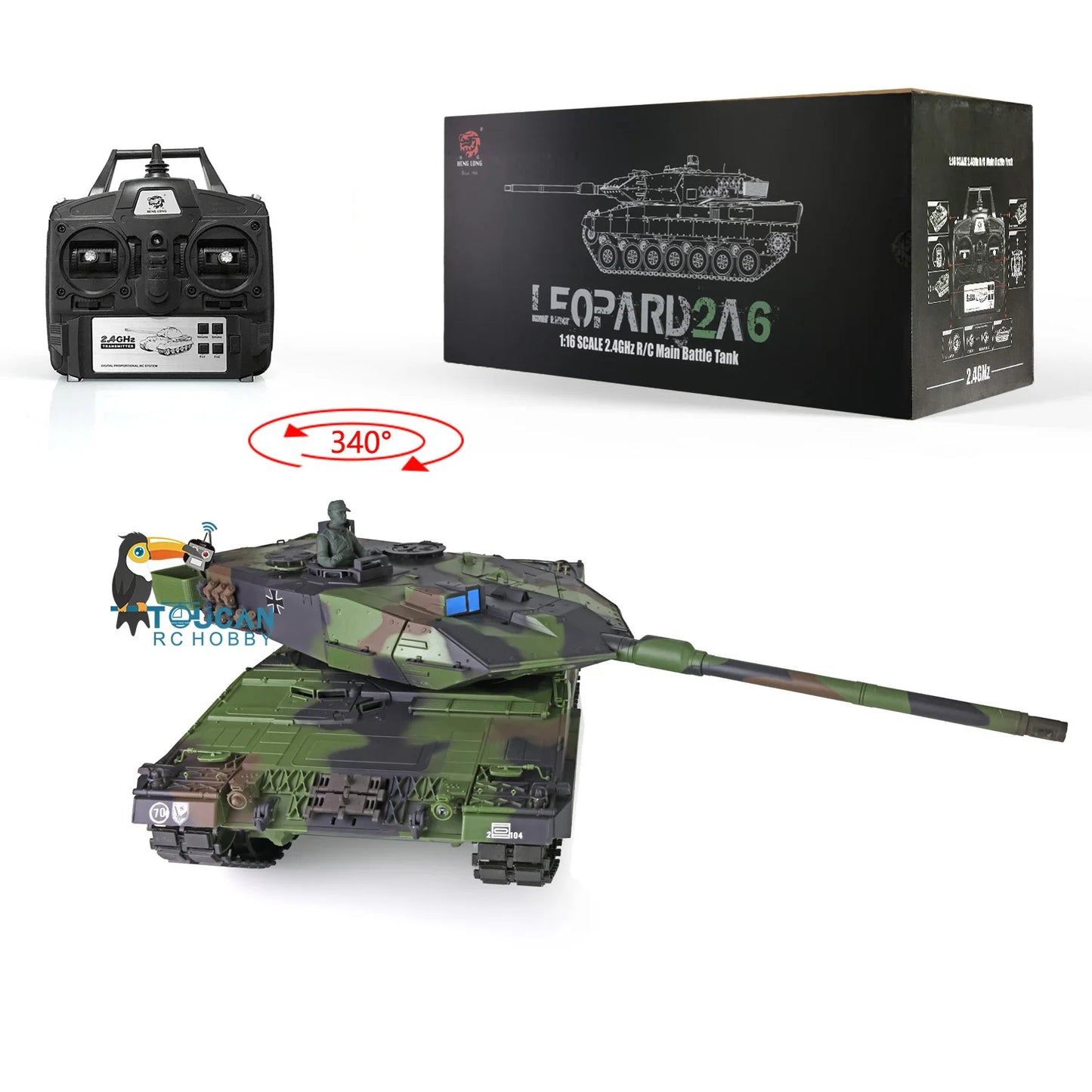 US Stock 1/16 Scale 7.0 Plastic Leopard2A6 Remote Control 2.4Ghz Heng Long RC Tank Model 3889 RTR High Performance for Adults