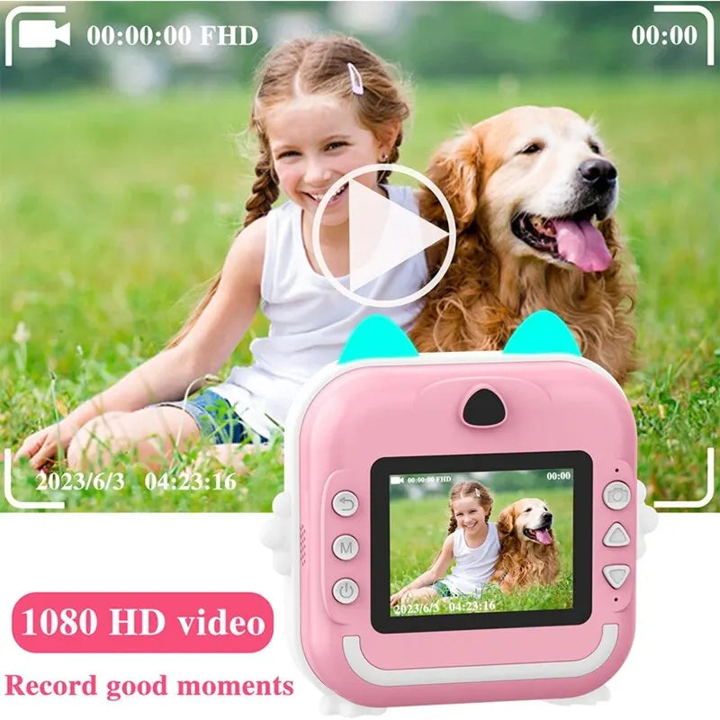 Children Kids Camera Instant Print Mini Digital Video Camera for Kids 1080P HD Screen Outdoor Toy Print Thermal Paper