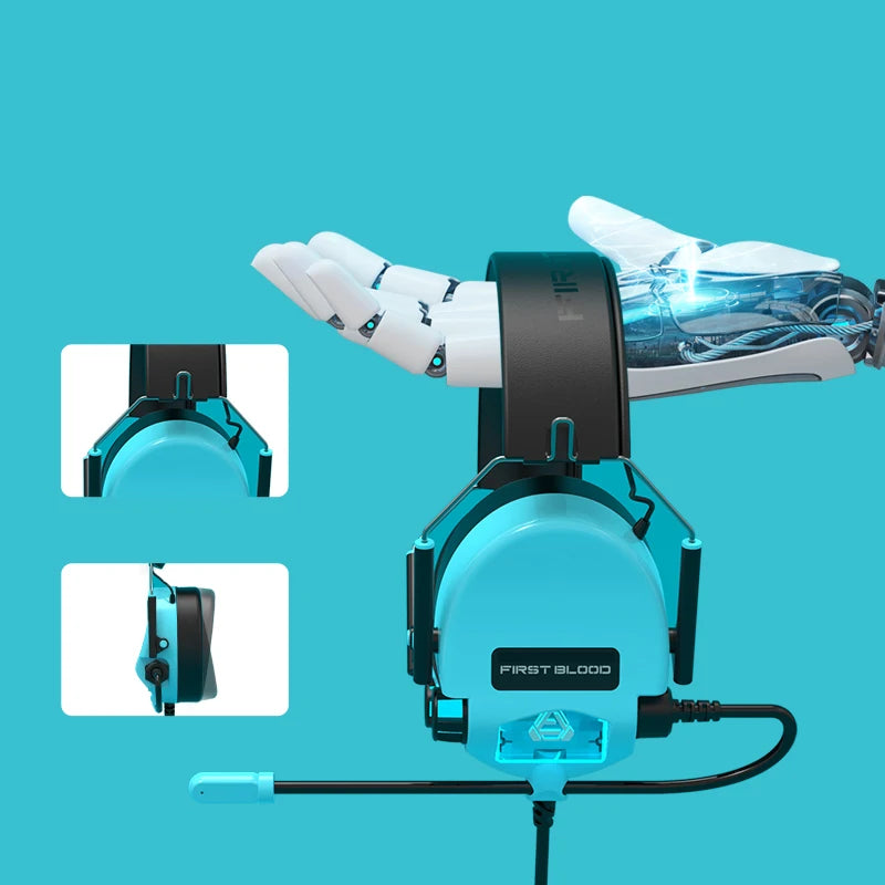 AJAZZ H10-Wired e-sports headset advanced passive noise cancellation, 7.1 surround sound, ultra-clear foldable headset-RGB