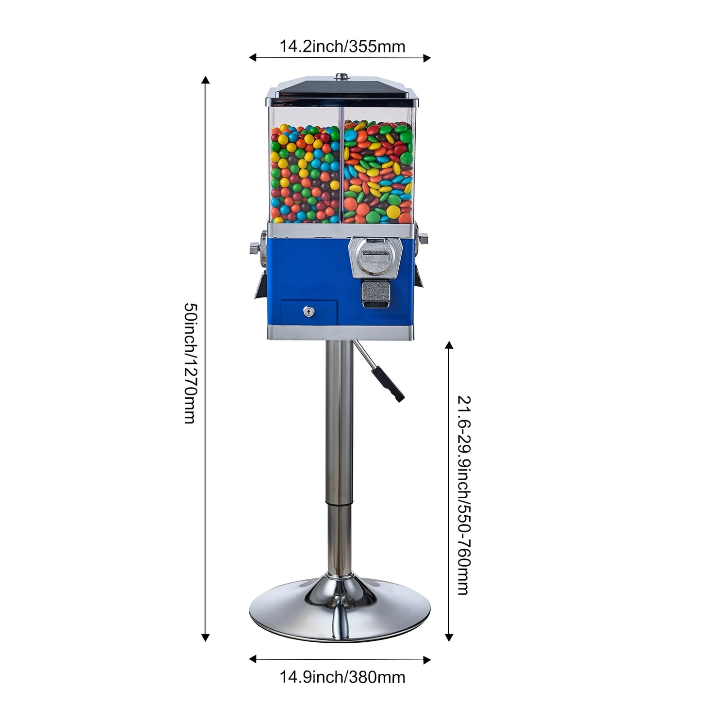 VEVOR Commercial Candy Vending Machine Four Compartment Rotatable 25 Cent Coin For Toy Capsules Bouncy Balls Nut with Stand