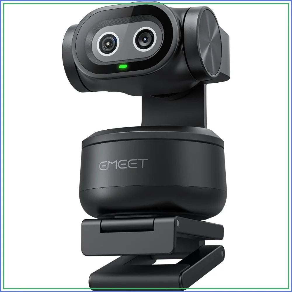 Dual-Camera AI PTZ 2K Webcam with Auto-Tracking, Gesture Control, 3 Mics, 310° Pan, for Streaming