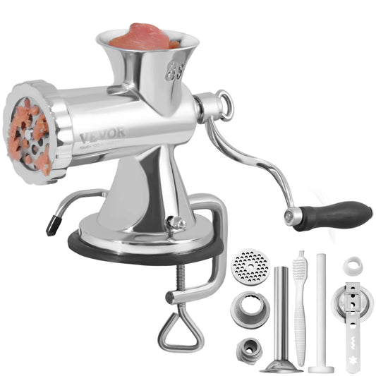 SucceBuy Manual Meat Grinder 304 Stainless Steel Hand Meat Grinder with Suction Cup&Steel Table Clamp Meat Mincer Sausage Maker