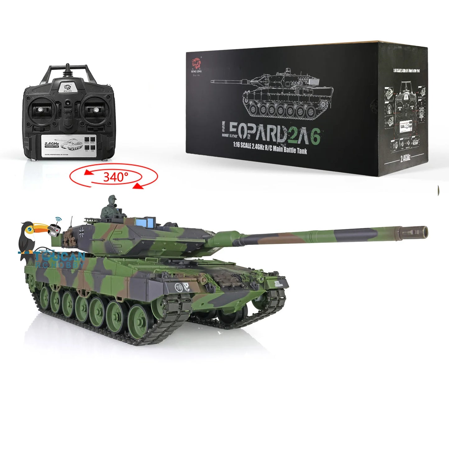 US Stock 1/16 Scale 7.0 Plastic Leopard2A6 Remote Control 2.4Ghz Heng Long RC Tank Model 3889 RTR High Performance for Adults