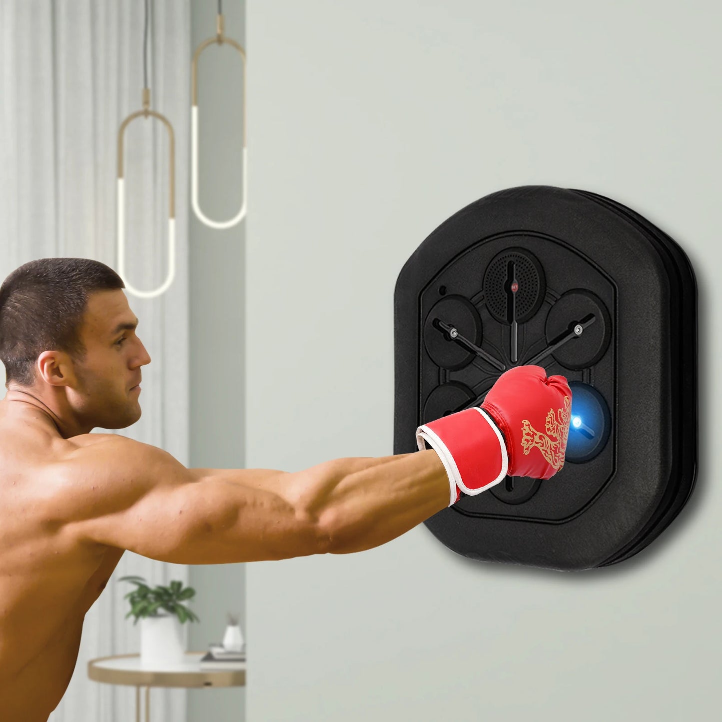 Intelligent Music Boxing Training Machine, Wall Mount Bluetooth Boxing Wall Target Punch Trainer w/Gloves&LED Light for Home Gym