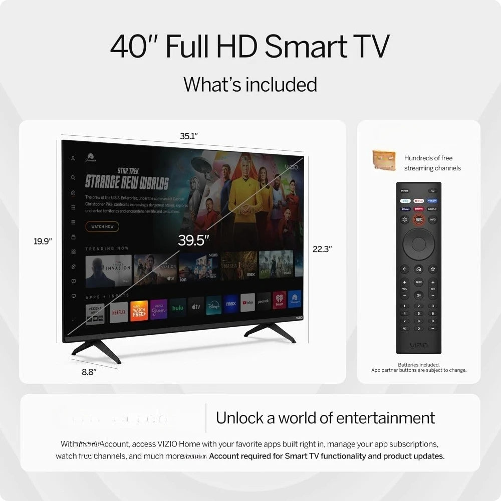 Hot-Sell!40-inch Full HD 1080p Smart TV with DTS Virtual:X,Alexa Compatibility,Google Cast Built-in,Bluetooth Headphone Capable