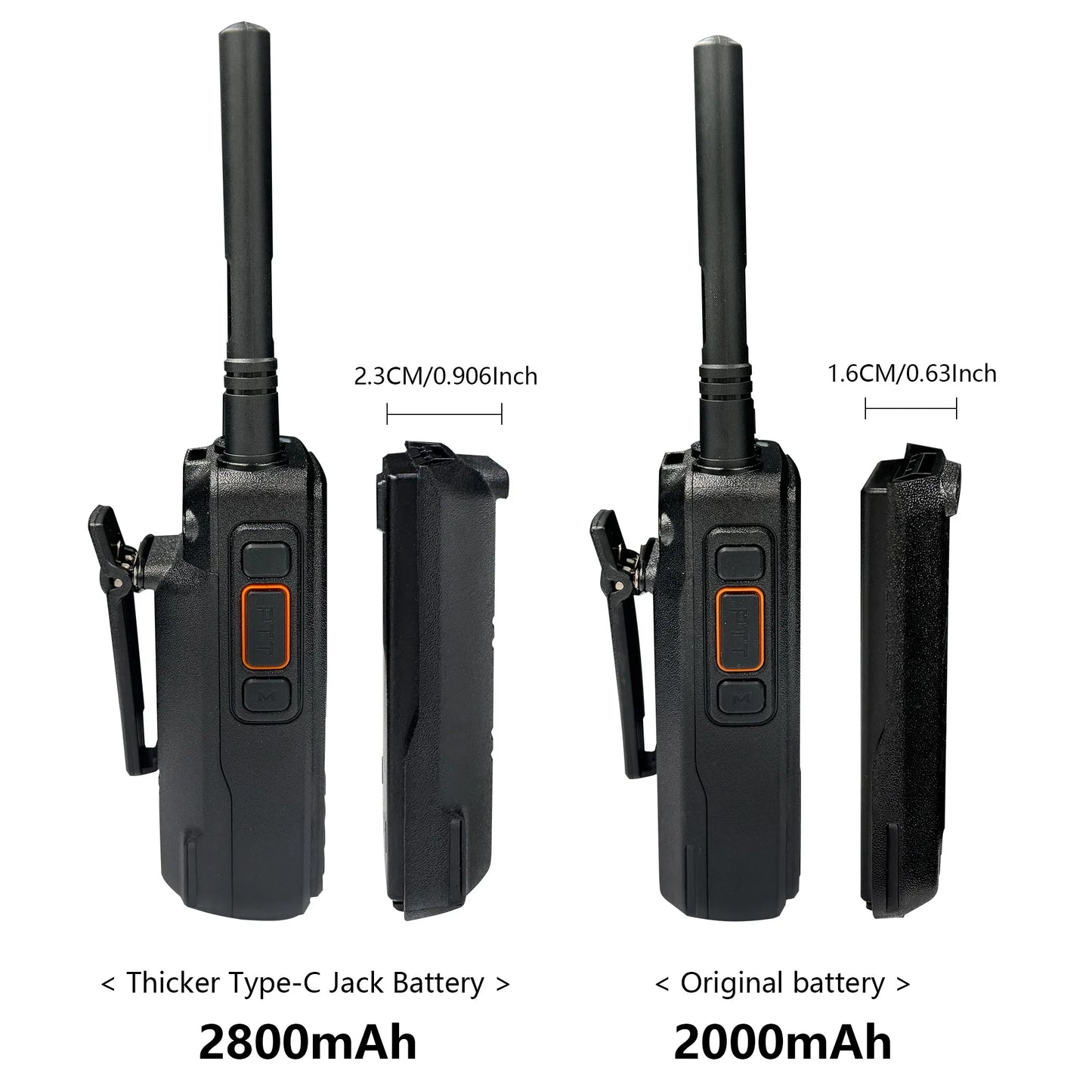 For TYT MD-380 Battery Thickened Li-ion Battery 2800mAh USB-C Charging Compatible with TYT MD-UV380 DP-290 RT3S Radios