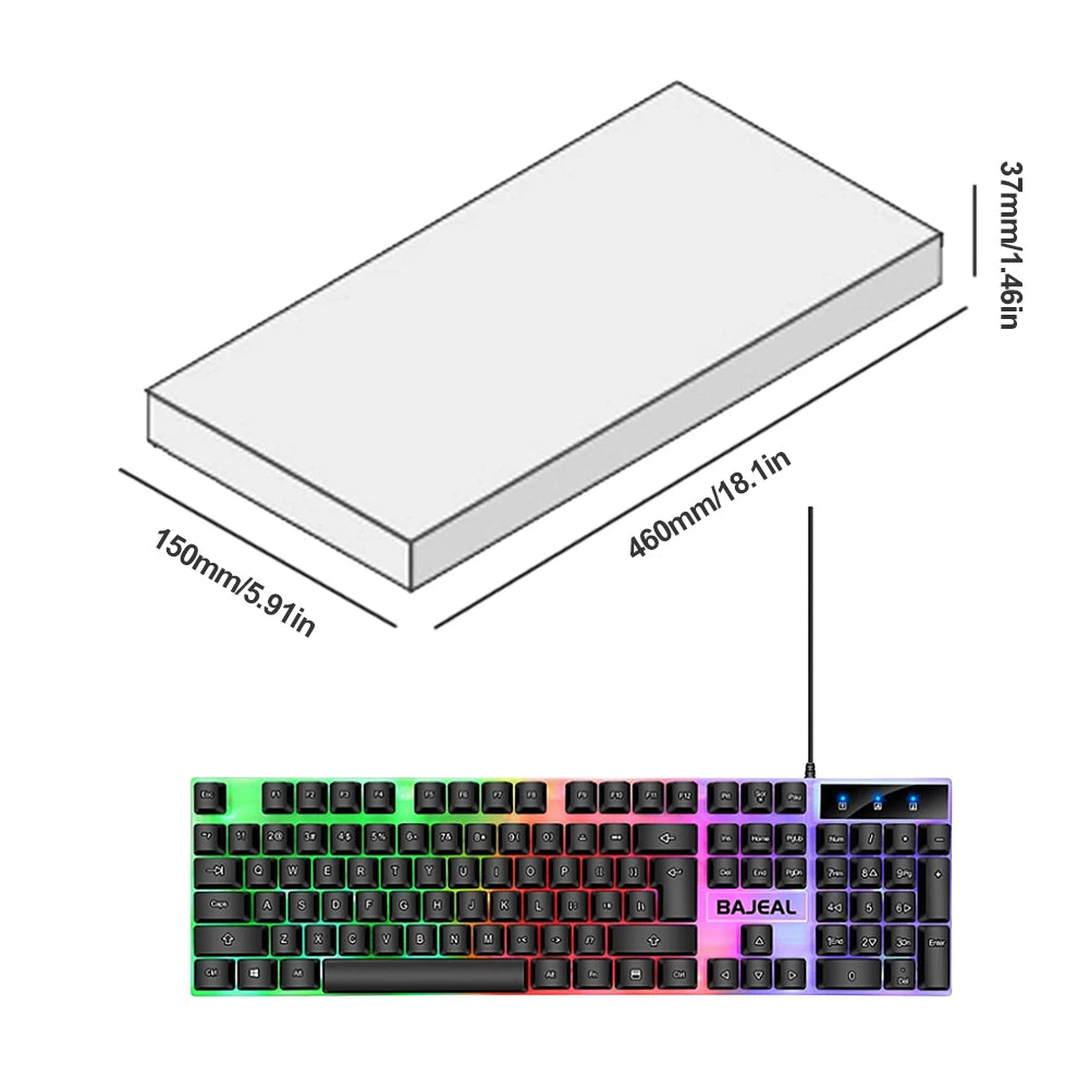 Wired USB Keyboard 98 Keys Gaming Keyboard For Windows Computer Laptop PC Portable RGB Backlight Keyboard for Gamer Home Office