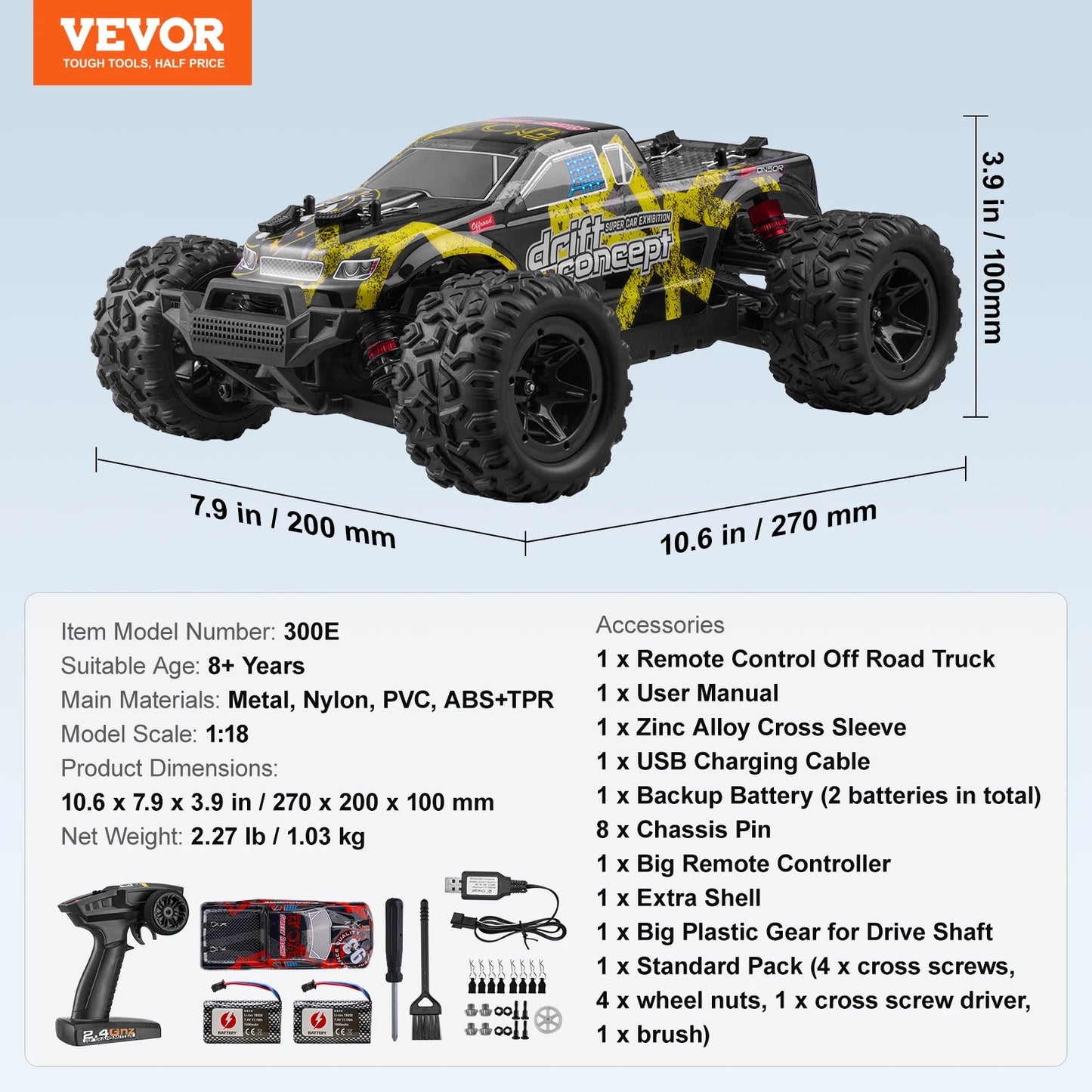 SucceBuy 45KM/H 4WD RC Car 1:18 All Terrain Off-Road with High Speed Remote Control Truck Drift Monster Toys Gifts for Boys Kids