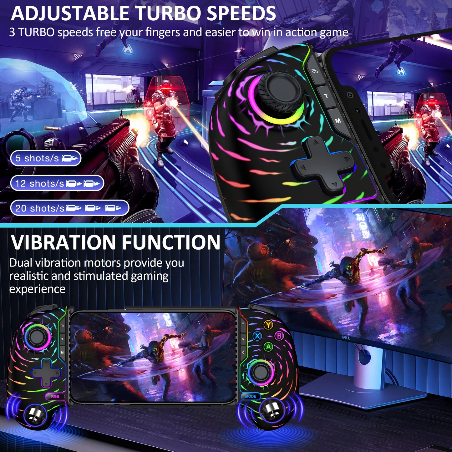 DinoFire MC301 Mobile Phone Gamepad Type C Hall Mechanical Controller for Android Phone iPhone 15/16 Cloud Gaming Xbox Game Pass