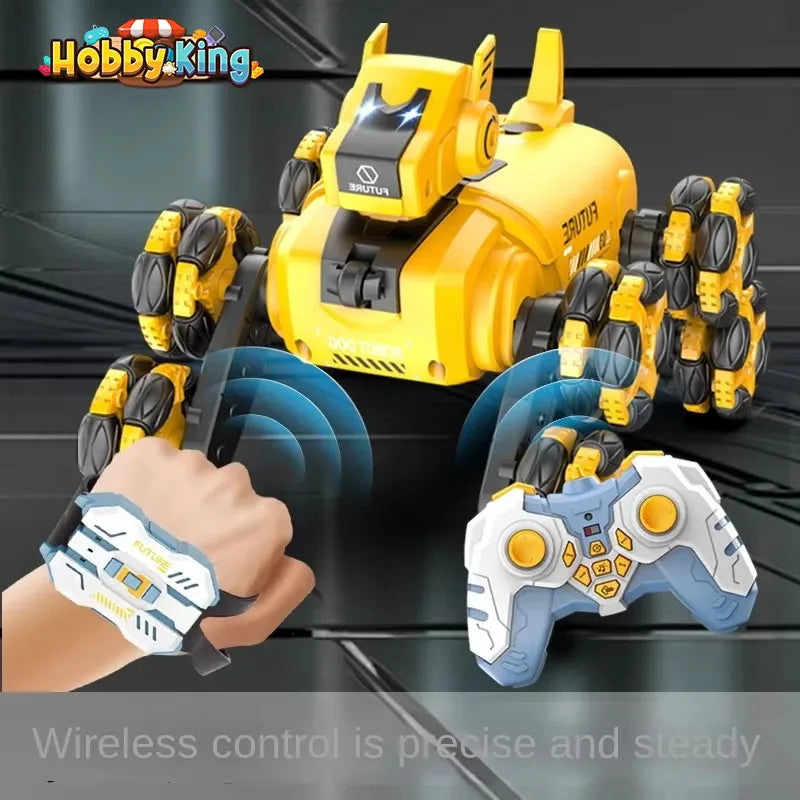 Dual Control Rc Robot Spray Remote Control Stunt Car with Light Intelligent Radio-Controlled Mechanical Dogs Boys Toy Kids Gift