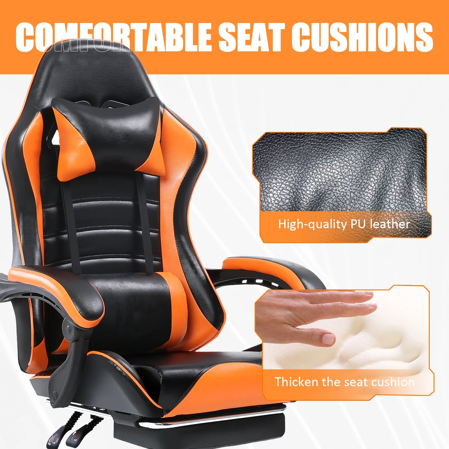 Ergonomic Gaming Chair for Adults, Comfortable Computer Chair for Heavy People, Adjustable Lumbar Office Desk Chair with Wheels,