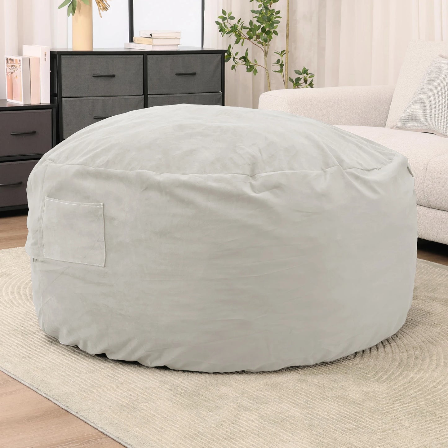 JHK Oversized 3/4FT Bean Bag Chair for Gaming Reading Lazy Sofa Foam Filled Couch with Removable Cover Living Room Furniture